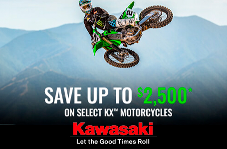 Save Up to $2,500* On Select KX™ Motorcycles