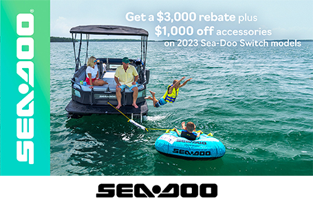 Get a $3,000 rebate or 3-year coverage on all 2023 Sea-Doo Switch models