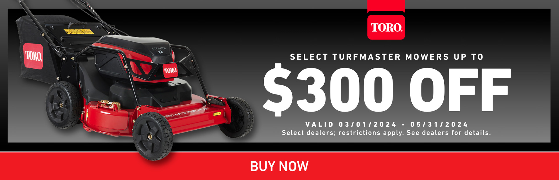 Up to $300 off Select Turfmaster Mowers
