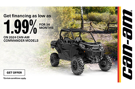 Financing as low as 1.99% for 36-months on select 2024-2023 Can-Am Commander models