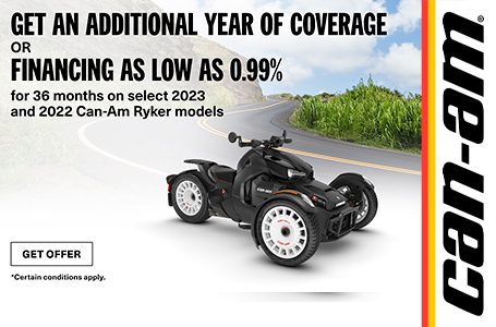 Financing as low as 3.99% for 60mo on select 2024 Can-Am Spyder Vehicles