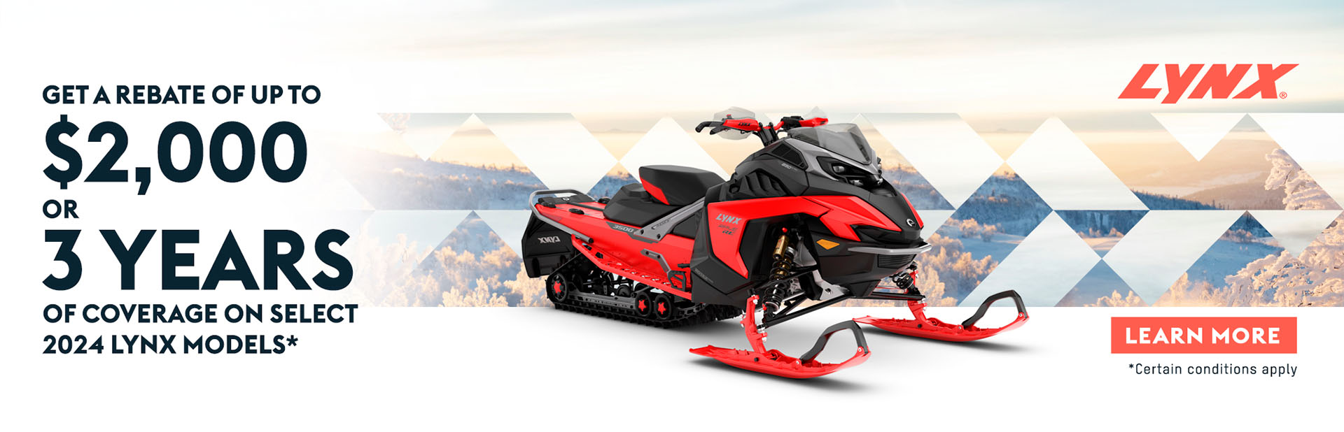 Get financing starting at 0% for 60 months and 2 years of coverage on 2025 Ski-Doo and Lynx models