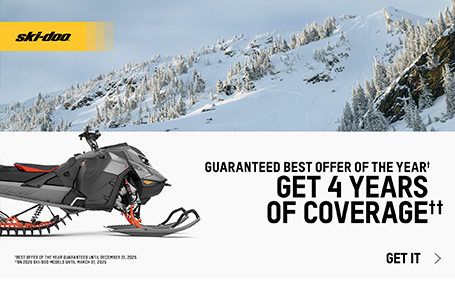Get 4 years of coverage & the best offer of the year guaranteed on 2026 Ski-Doo models DEEP SNOW