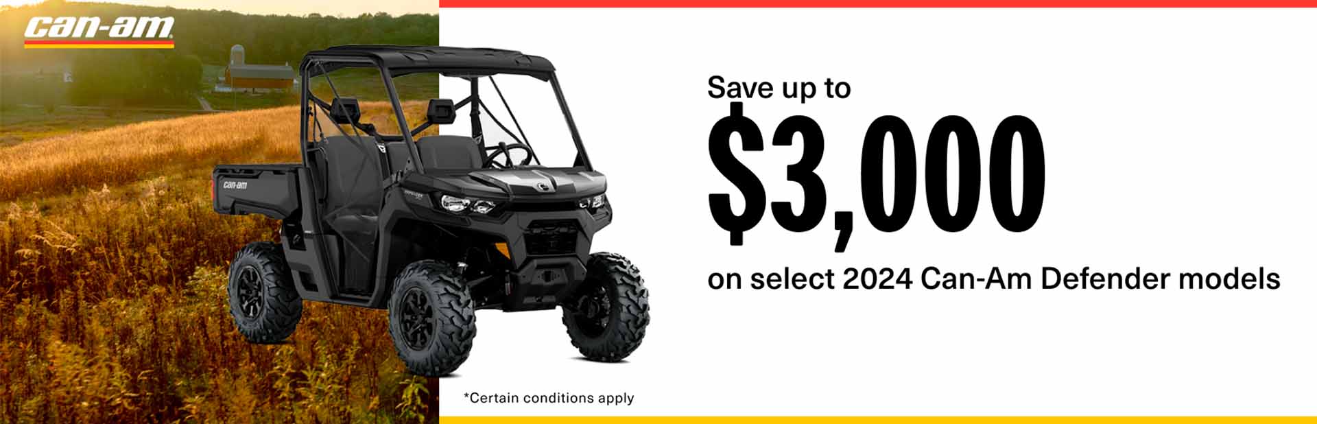 Save up to $3,000 on select 2024 Can-Am Defender models