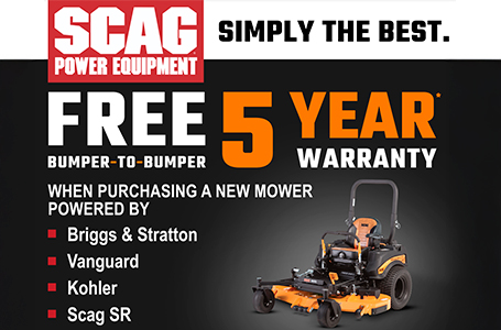 SCAG: FREE BUMPER TO BUMPER 5 YEAR WARRANTY