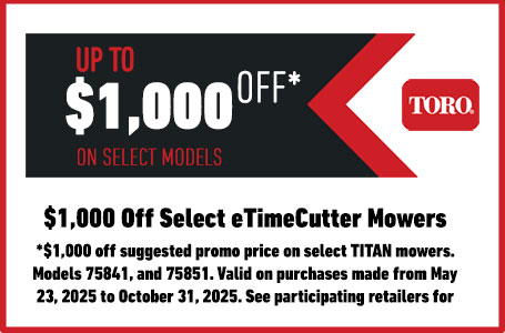 $1,000 Off Select eTimeCutter Mowers